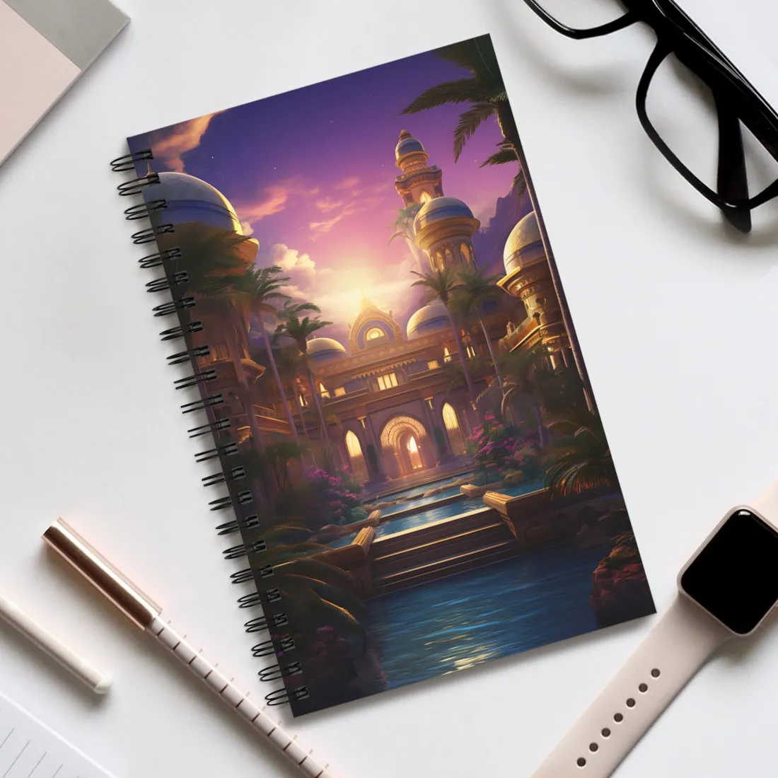 Mythical Desert Oasis: Arabian Nights-Inspired - Spiral Notebook