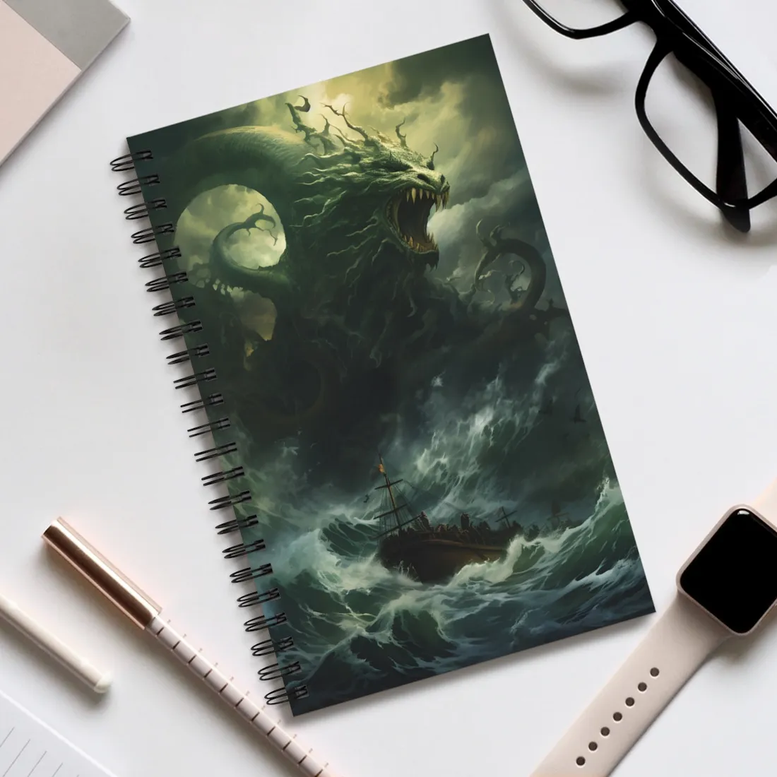 Mythical Marine Life: Ancient Sea Monster - Spiral Notebook