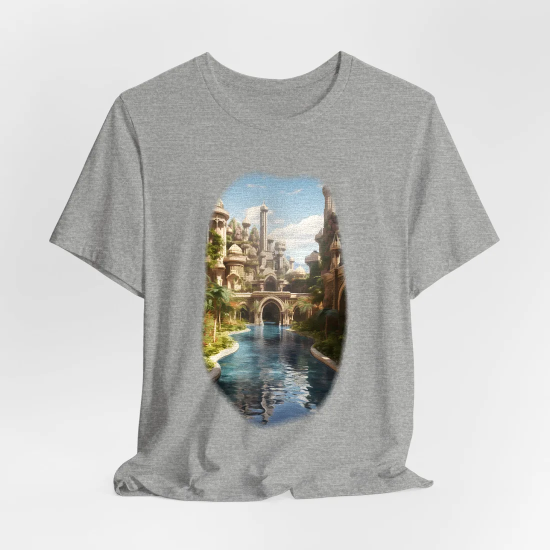 Mythical Oasis: Tranquil Desert Landscape T-Shirt - T-Shirt (Athletic Heather)