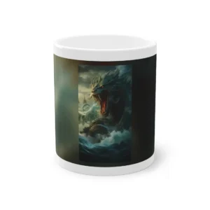 Sea Serpent Rising from Storm Mug