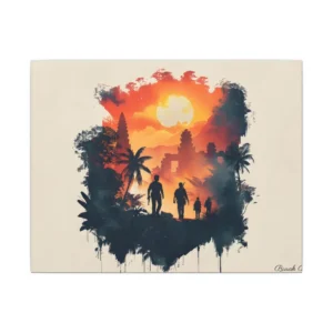 Sunset Temple Silhouettes Canvas Print