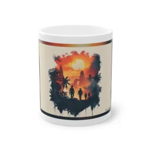 Sunset Temple Silhouettes Mug