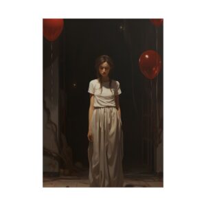Woman with Red Balloons Poster