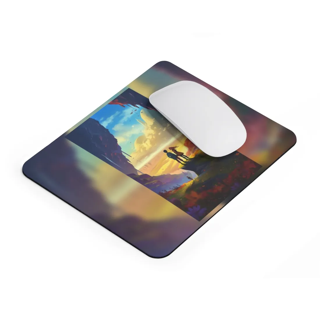 Nature's Friends: Girl and Boy on Meadow Hill - Mouse Pad