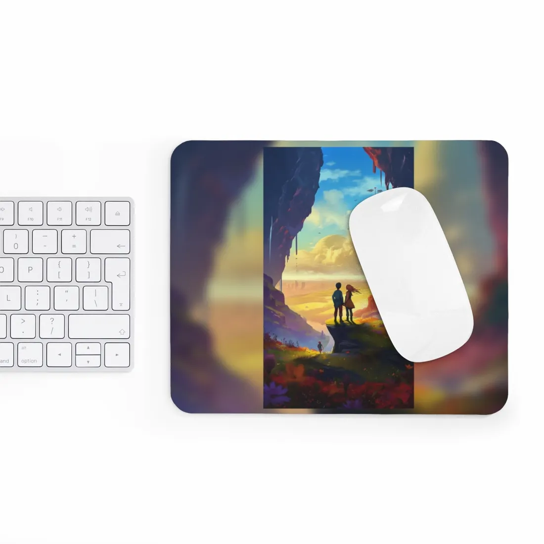 Nature's Friends: Girl and Boy on Meadow Hill - Mouse Pad
