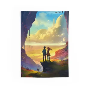 Cliffside Gaze over Domes Wall Tapestry