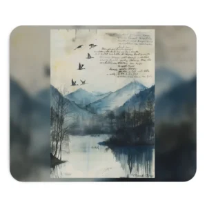 Mountain Lake with Flying Geese Mouse Pad
