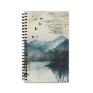 Mountain Lake with Flying Geese Spiral Notebook