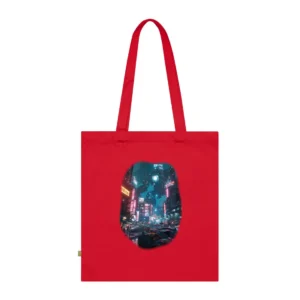 Cyberpunk Street with Giant Robot Tote Bag