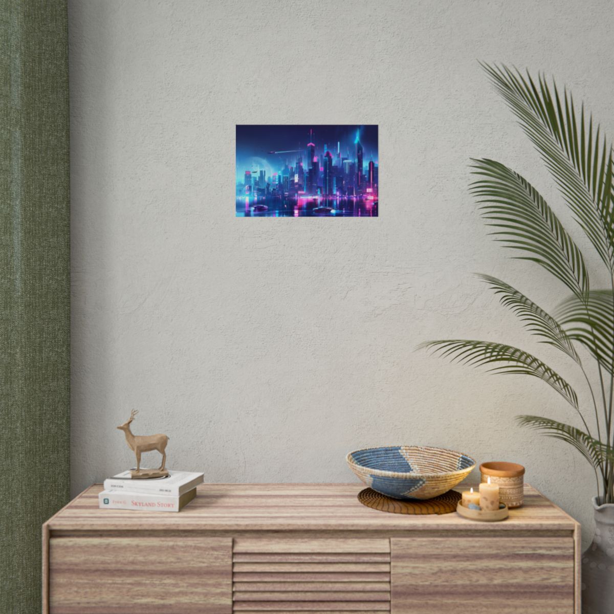 Neon City Lightscape: A Digital Artwork - Poster