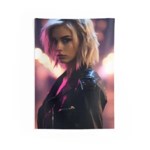 Woman with Short Blonde Hair Wall Tapestry