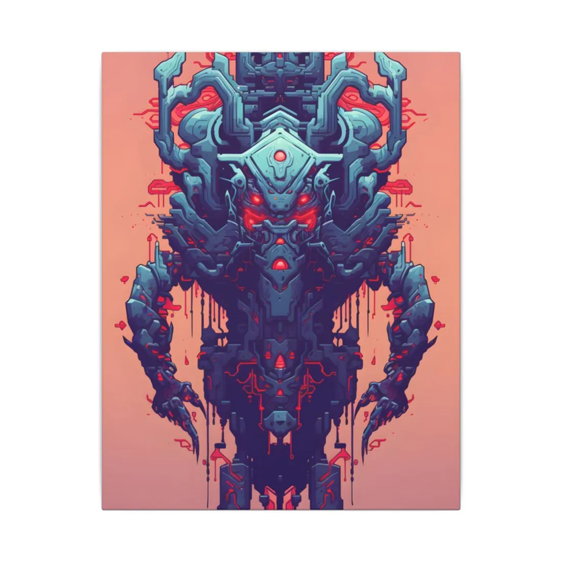 Neon Pixel Pets: Cyberpunk Synthwave Digital Art - Canvas