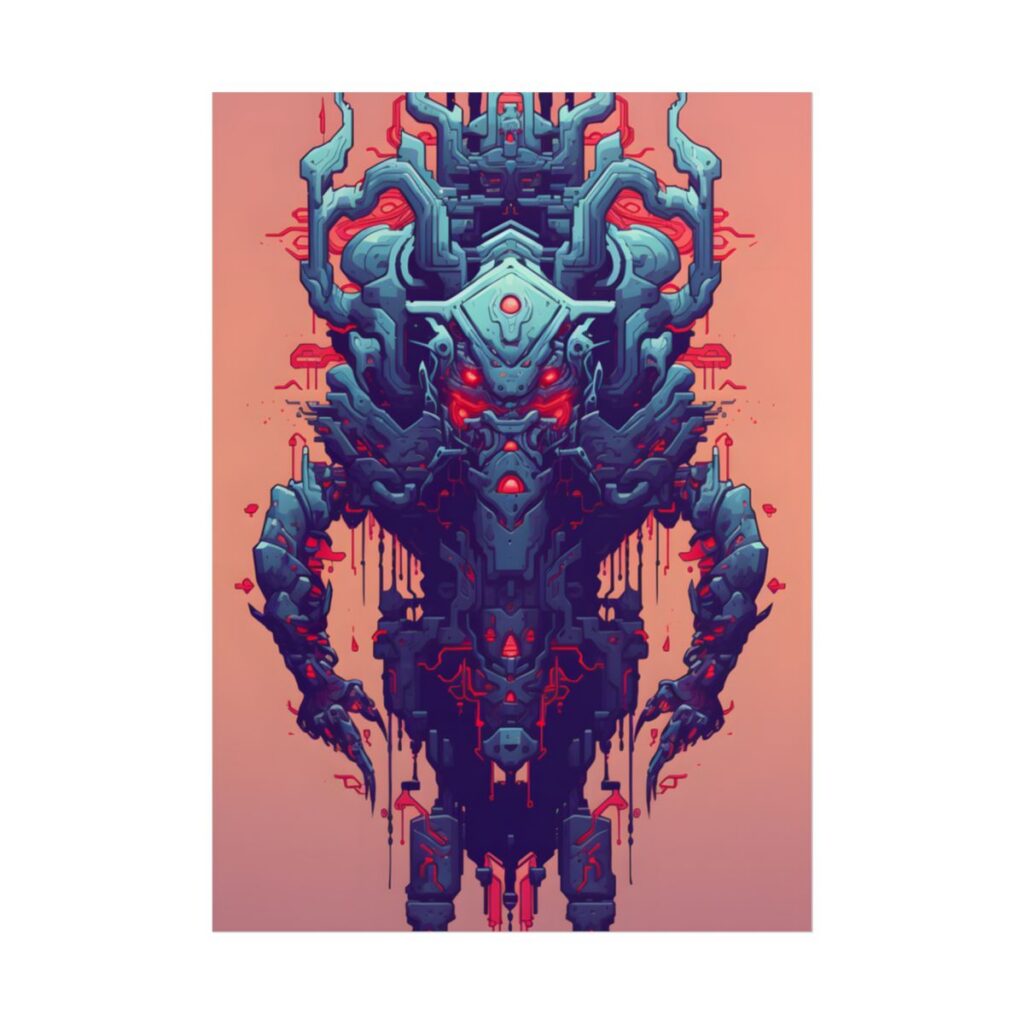 Neon Pixel Pets: Cyberpunk Synthwave Digital Art - Poster