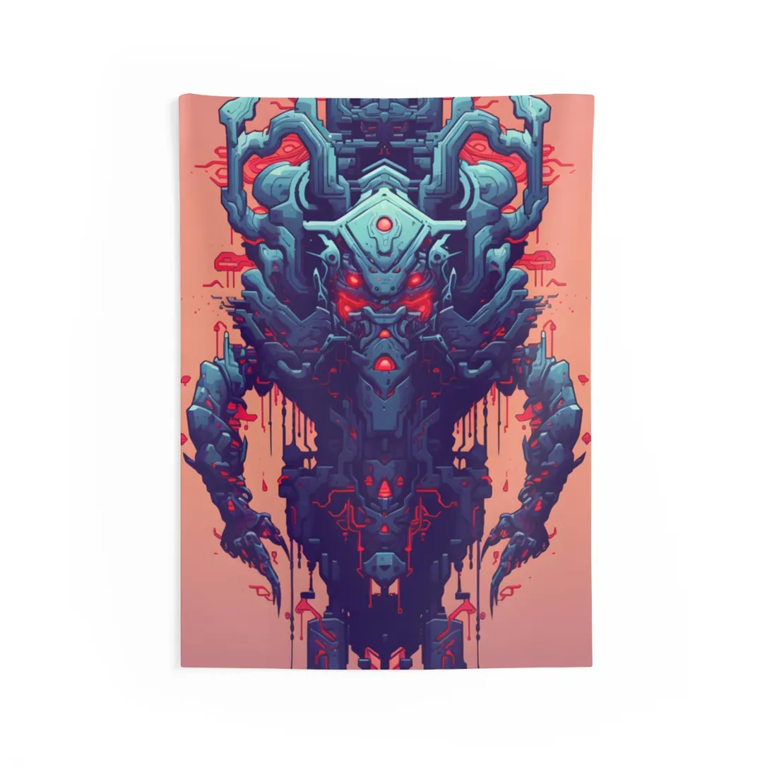 Neon Pixel Pets: Cyberpunk Synthwave Digital Art - Wall Tapestry