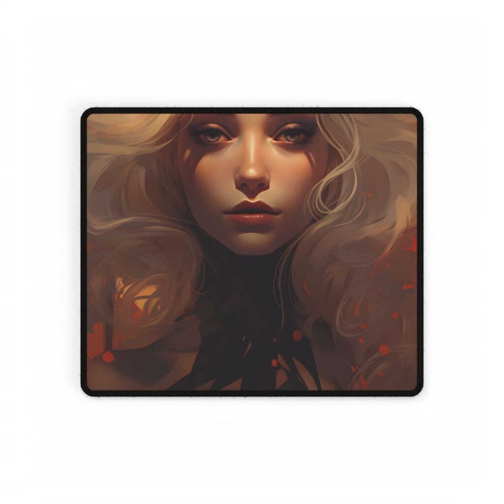 Neutral Portrait: Close-Up Black Top Artwork - Desk Mat