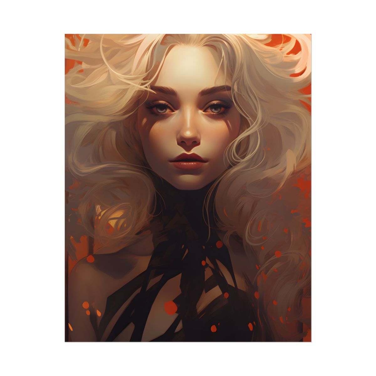 Neutral Portrait: Close-Up Black Top Artwork - Poster