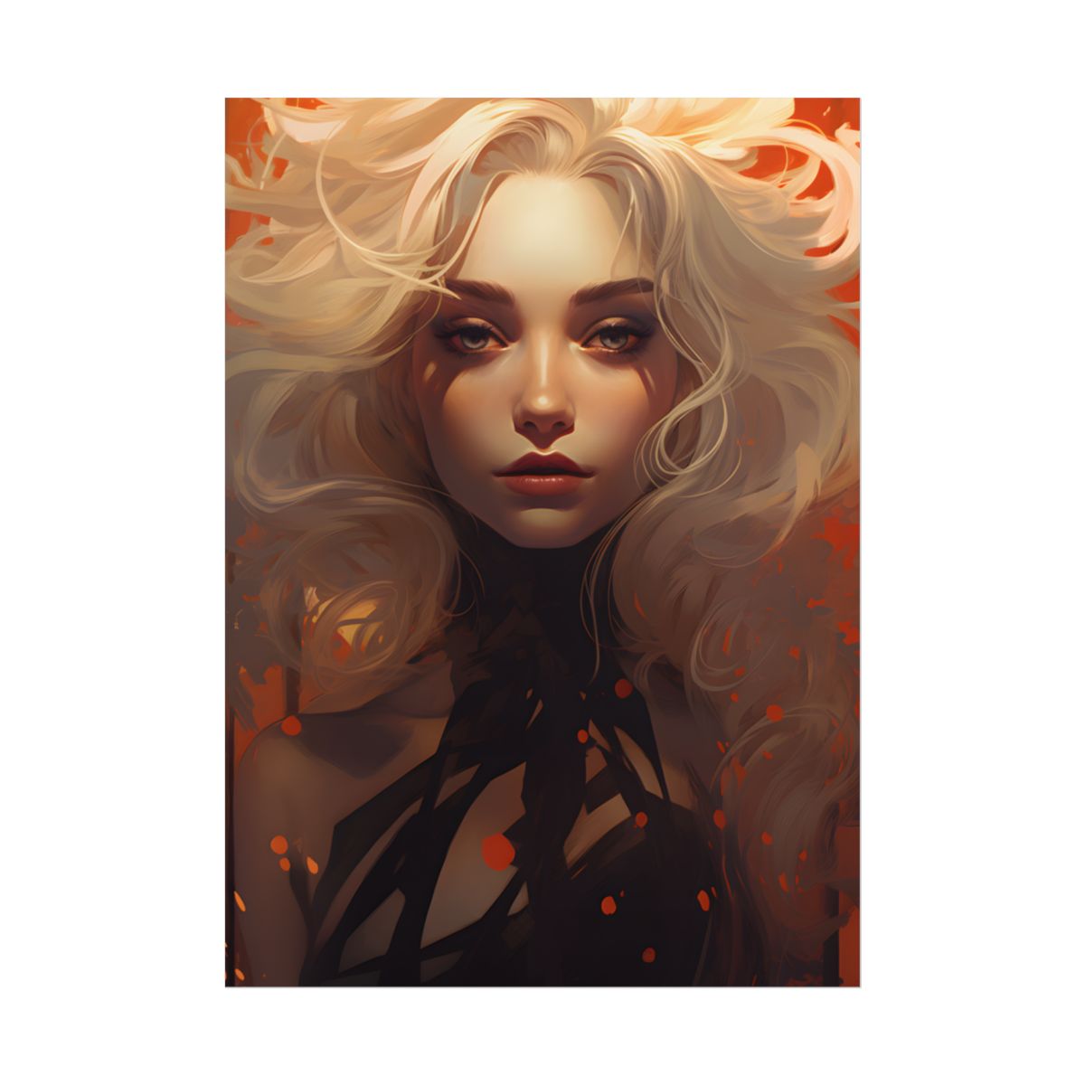 Neutral Portrait: Close-Up Black Top Artwork - Poster