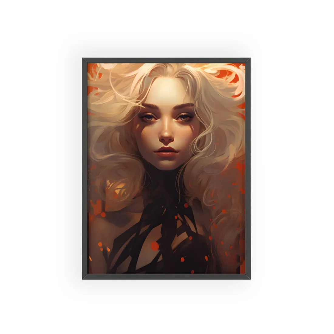 Neutral Portrait: Close-Up Black Top - Framed Poster