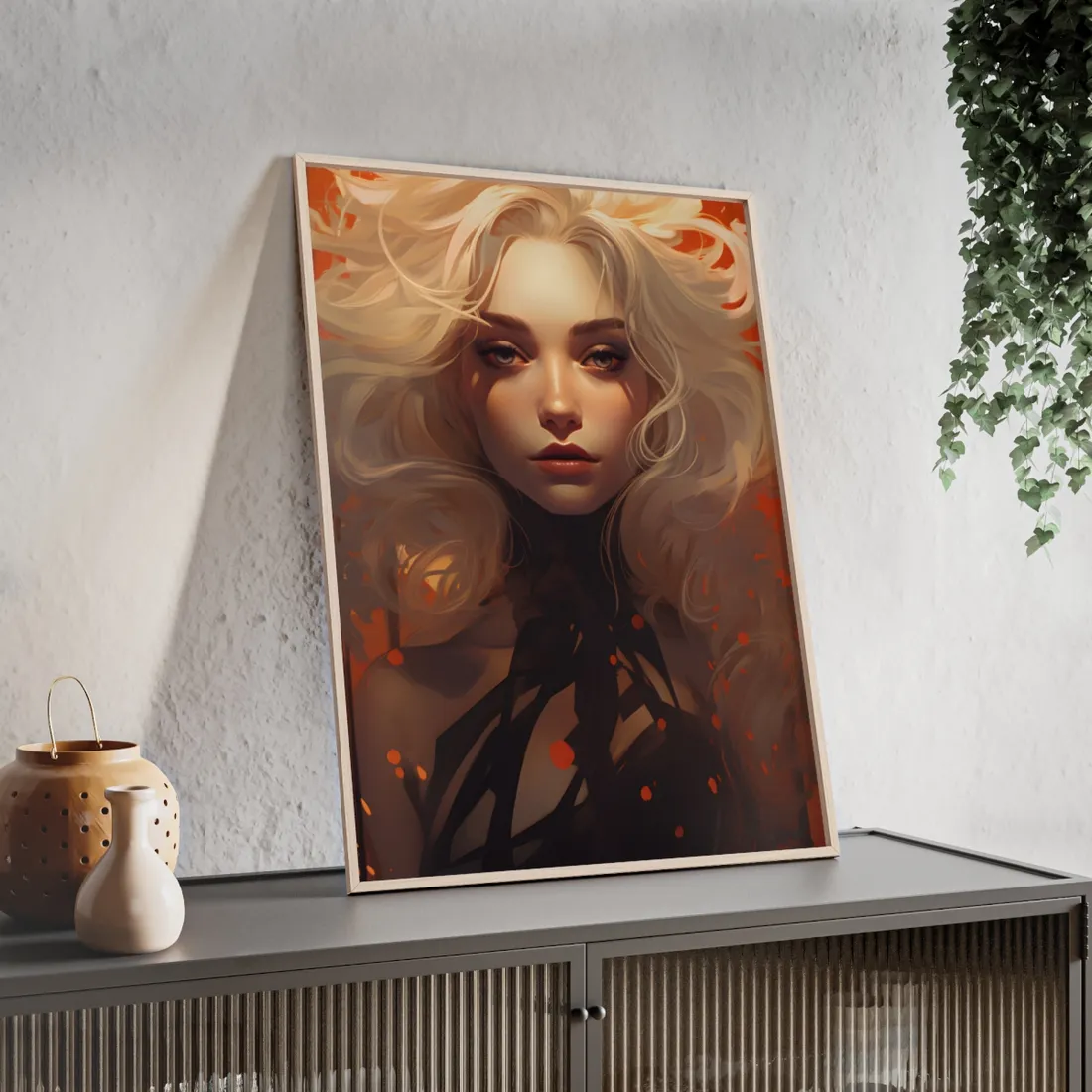 Neutral Portrait: Close-Up Black Top - Framed Poster