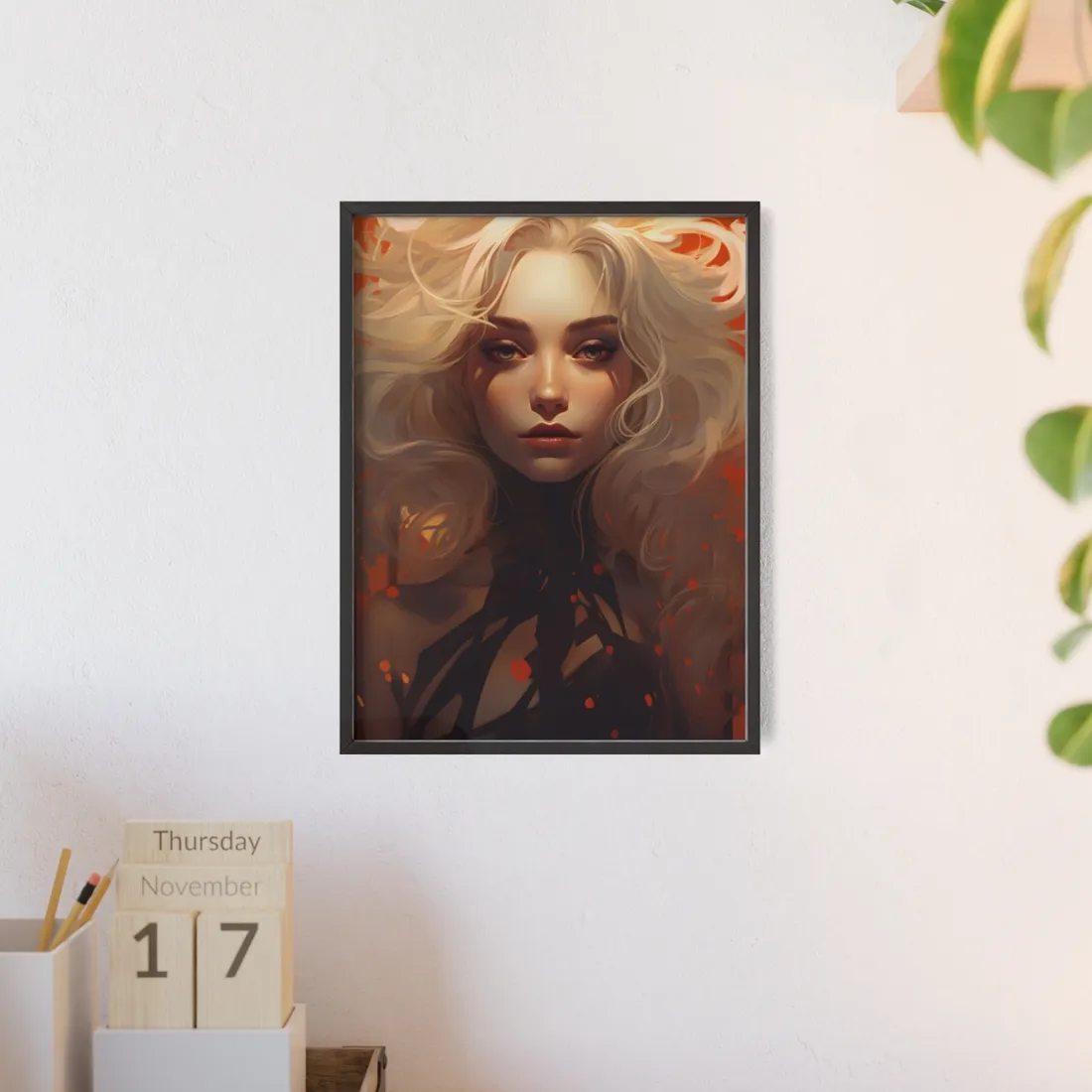 Neutral Portrait: Close-Up Black Top - Framed Poster