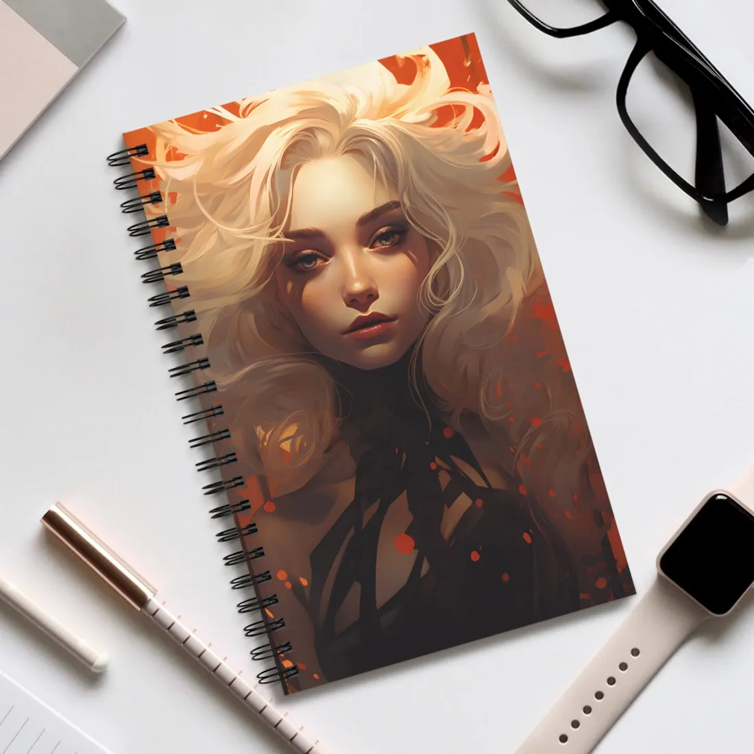 Neutral Portrait: Close-Up Black Top - Spiral Notebook