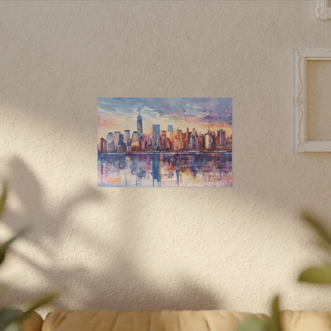 New York City Watercolor: Golden Hour Serenity - Canvas