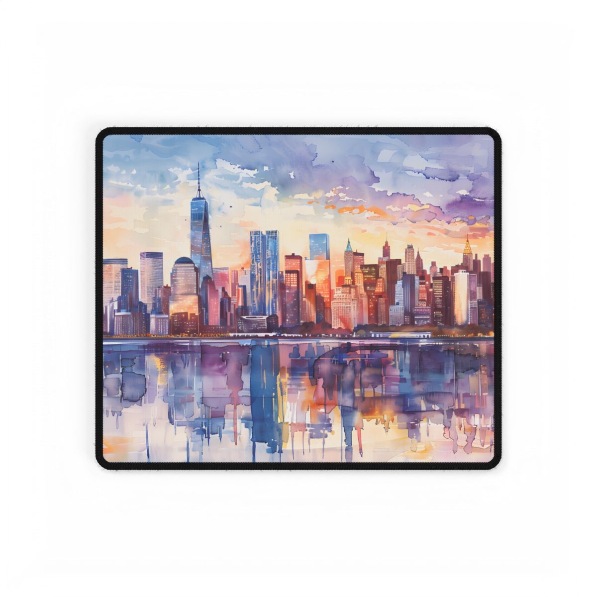 New York City Watercolor: Golden Hour Serenity - Desk Mat