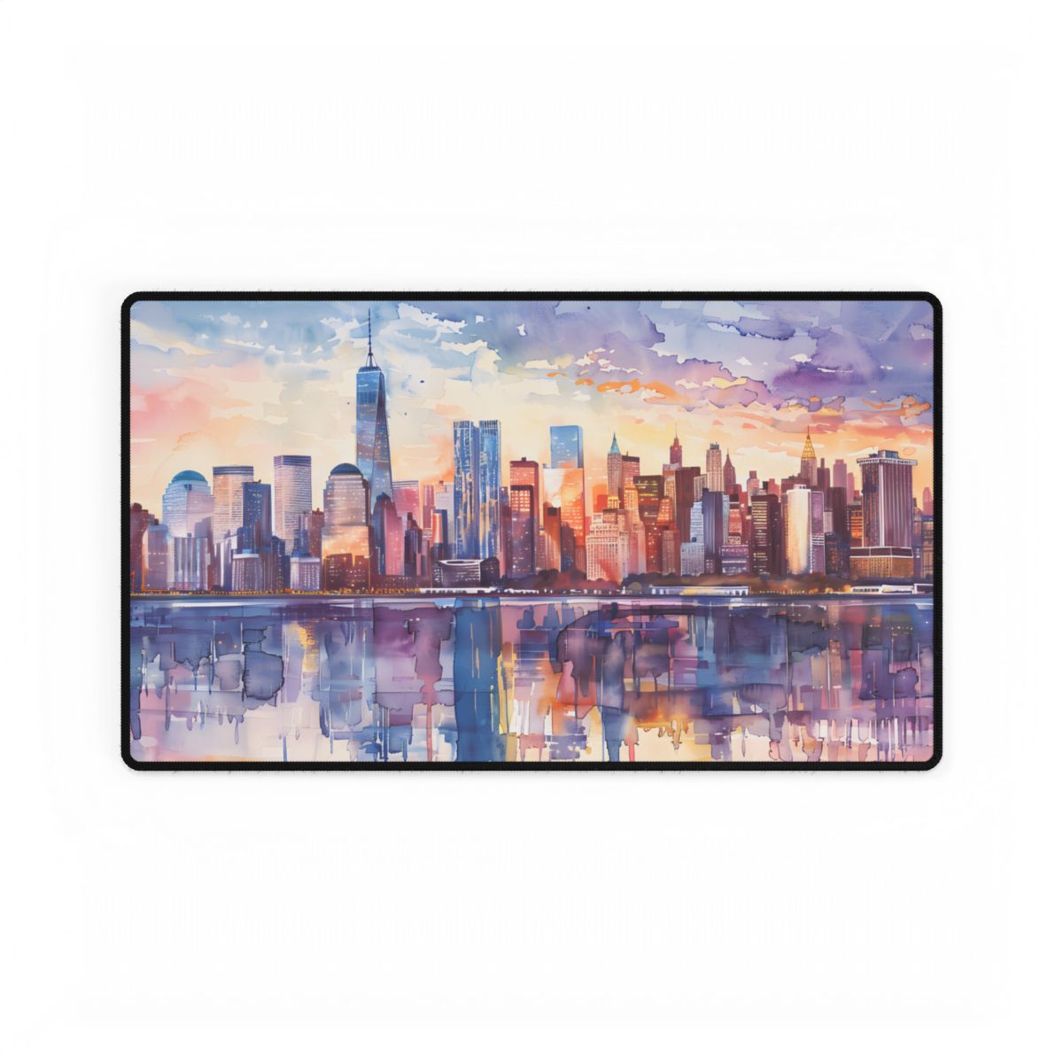 New York City Watercolor: Golden Hour Serenity - Desk Mat