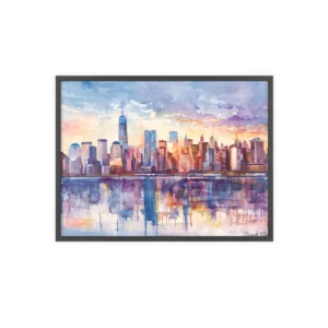 Sunset City Skyline Framed Poster