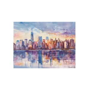 Sunset City Skyline Metal Poster