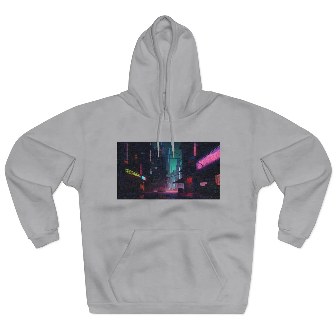 Nightfall in Neo-City: A Melancholic Cyberpunk Scene - Hoodie