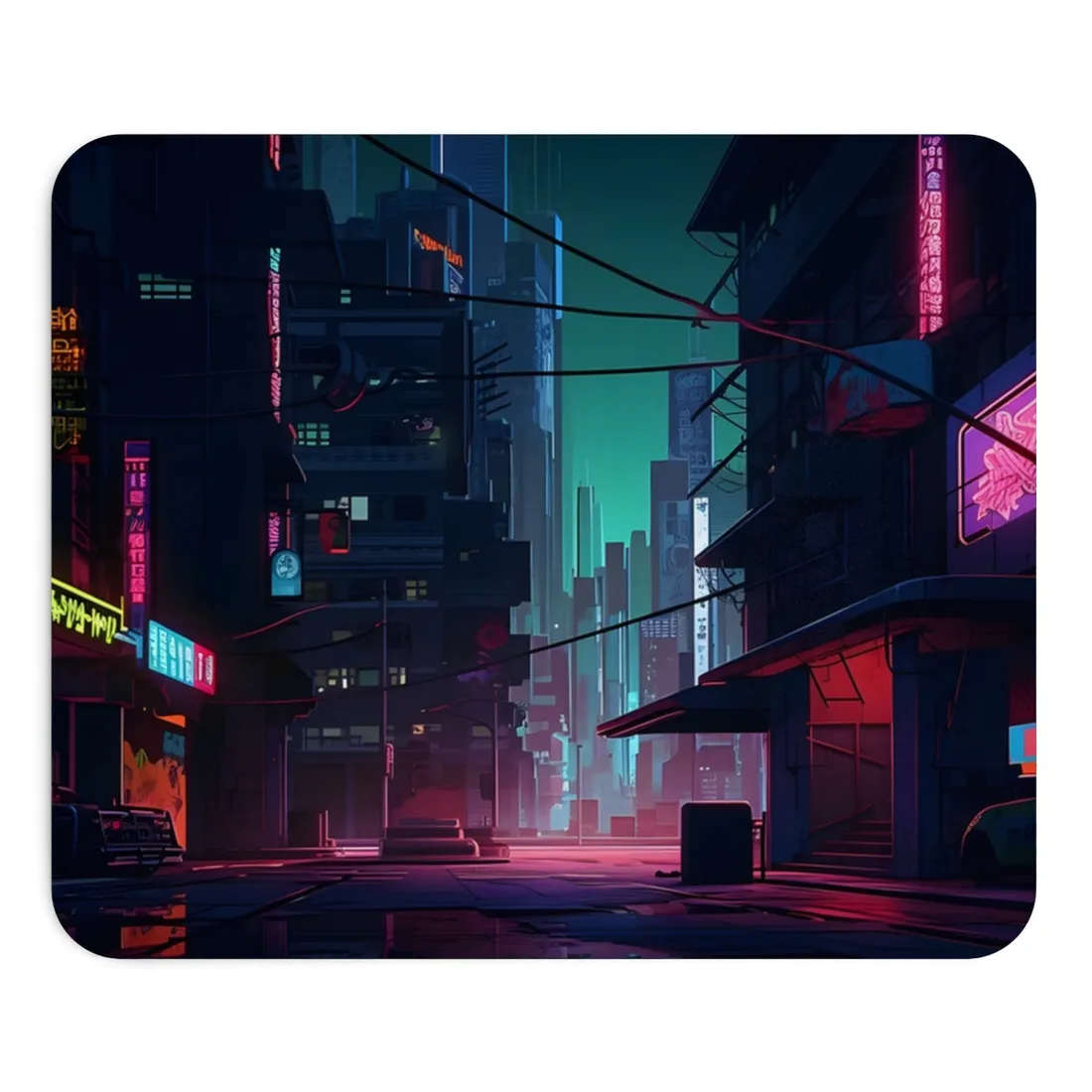 Nightfall in Neo-City: A Melancholic Cyberpunk Scene - Mouse Pad