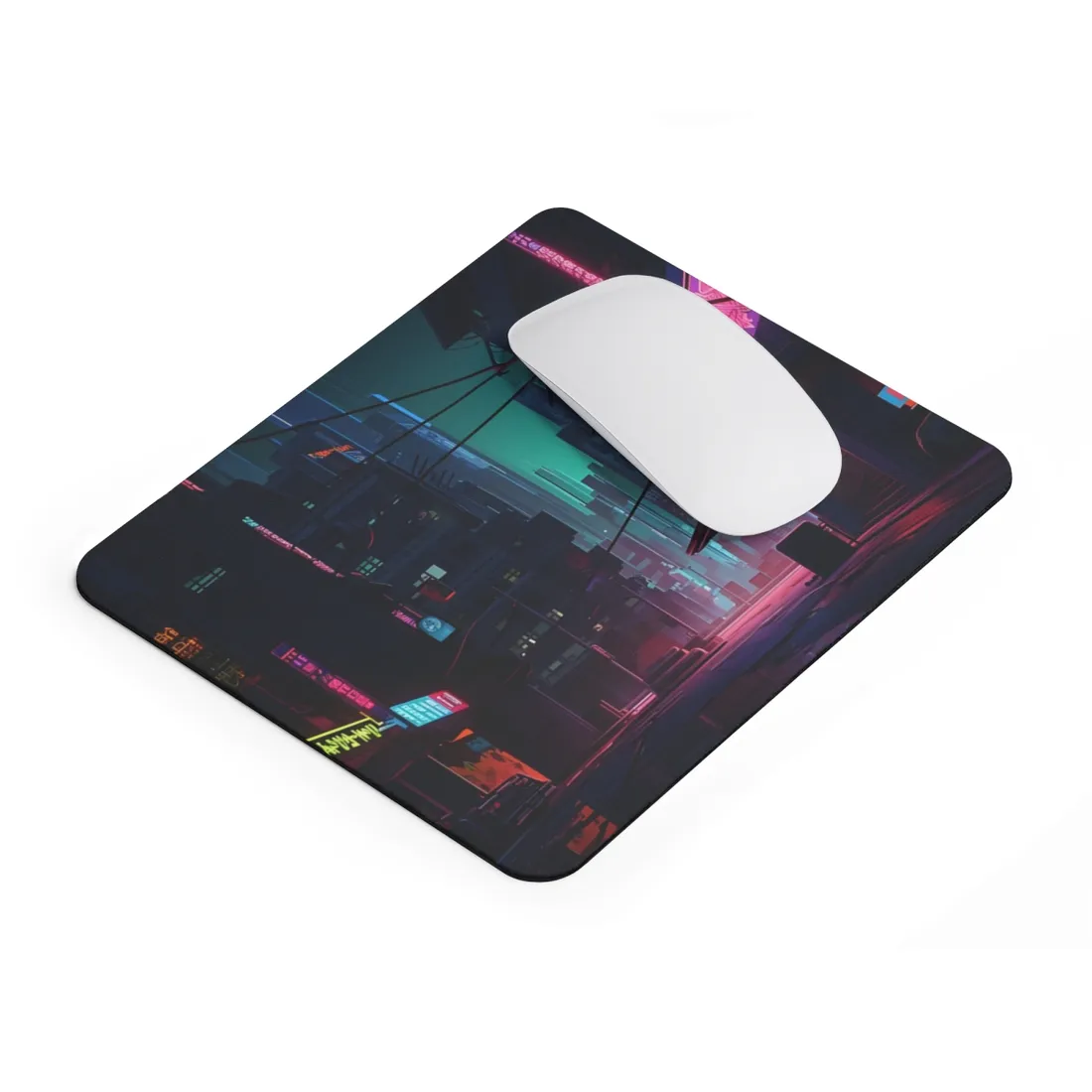 Nightfall in Neo-City: A Melancholic Cyberpunk Scene - Mouse Pad
