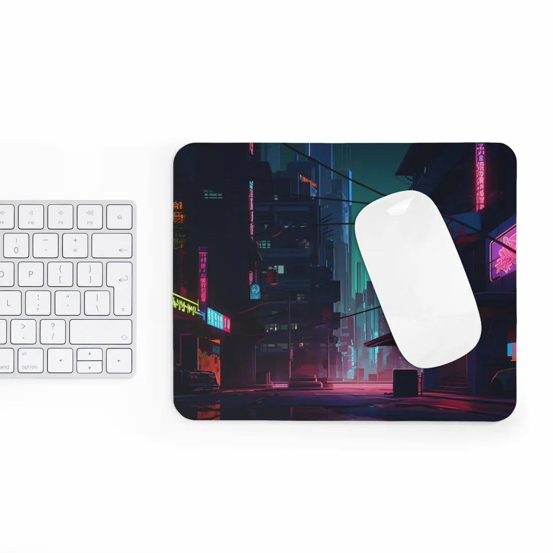 Nightfall in Neo-City: A Melancholic Cyberpunk Scene - Mouse Pad