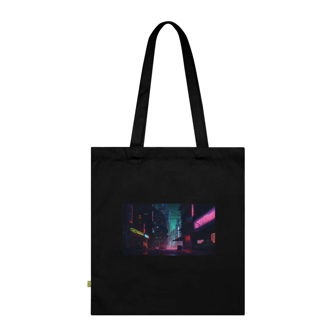 Nightfall in Neo-City: A Melancholic Cyberpunk Scene - Tote Bag