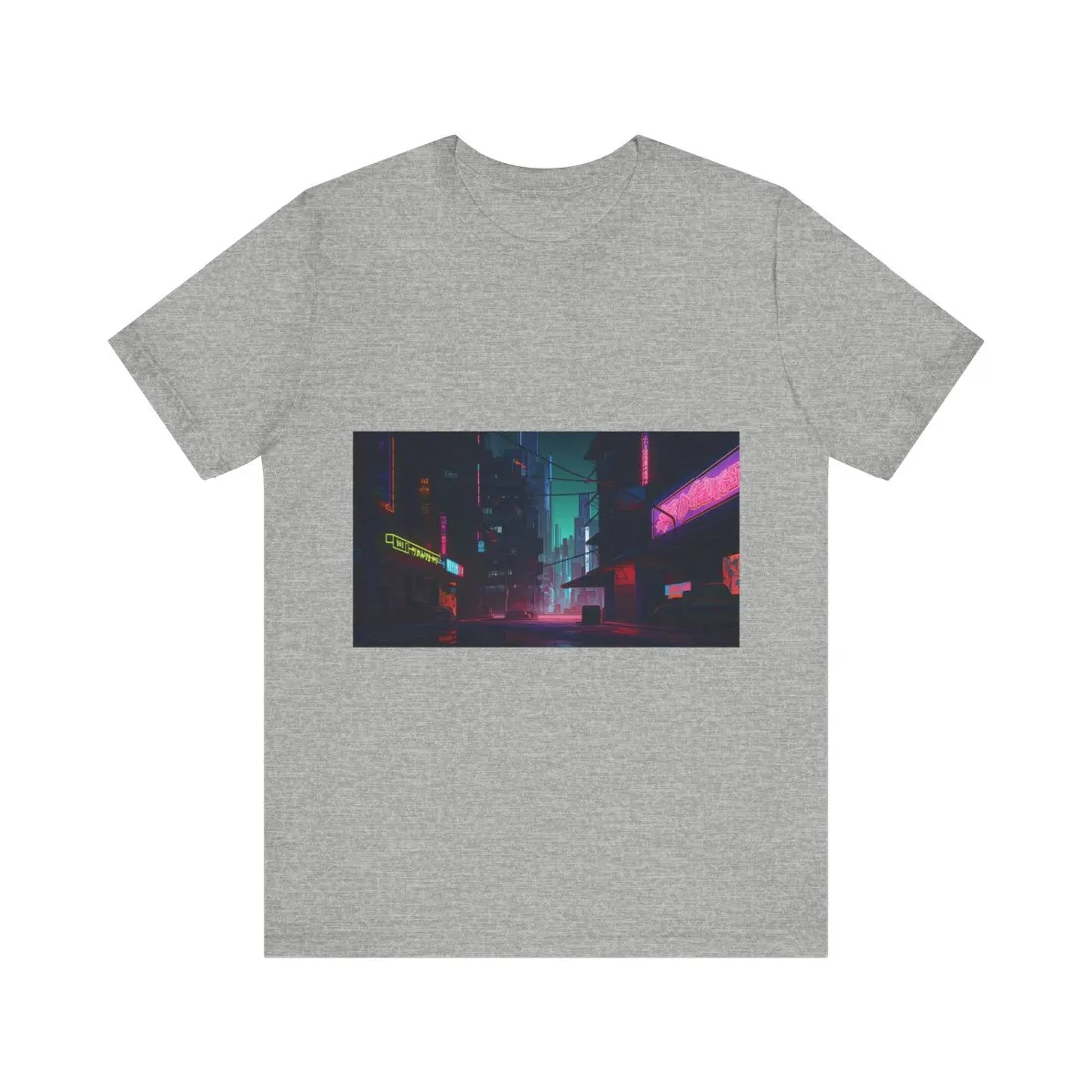 Nightfall in Neo-City: A Melancholic Cyberpunk Scene - T-Shirt