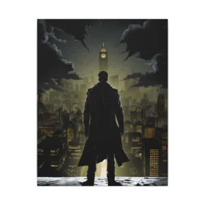 Silhouette over Rainy City Canvas Print
