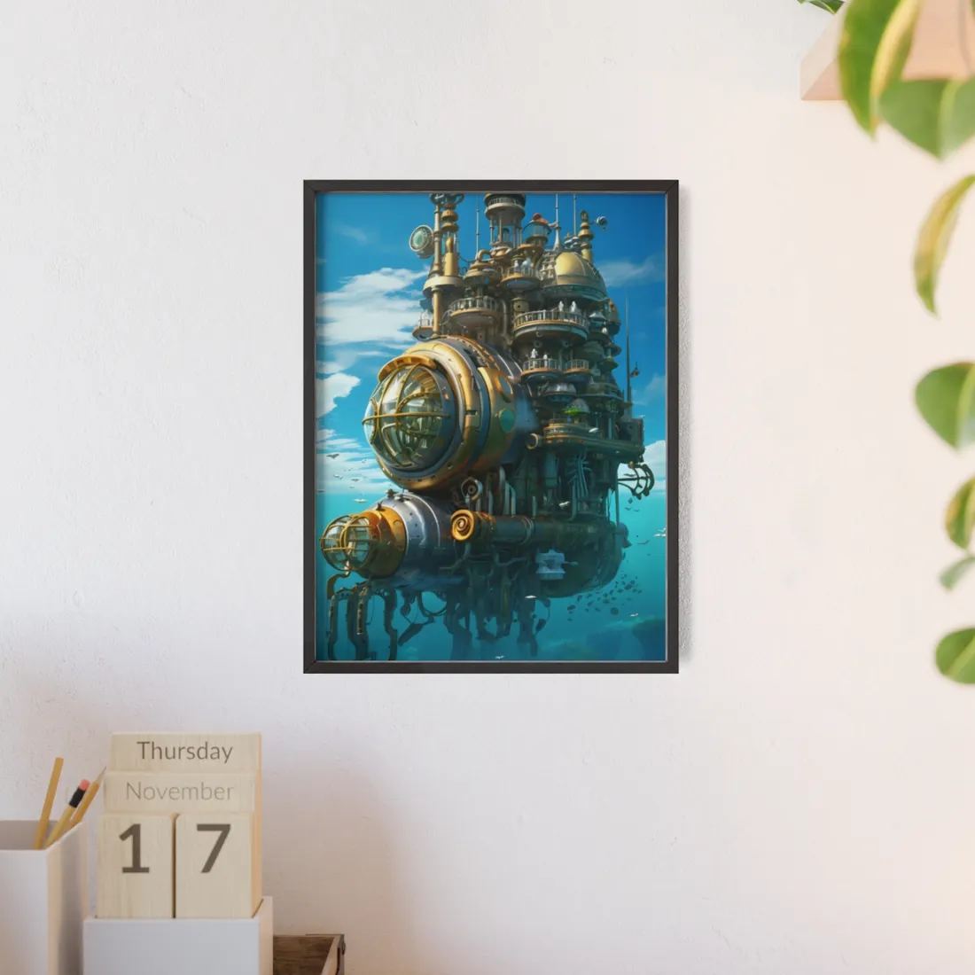 Oceanic Steampunk Adventure: A Group of Explorers - Framed Poster