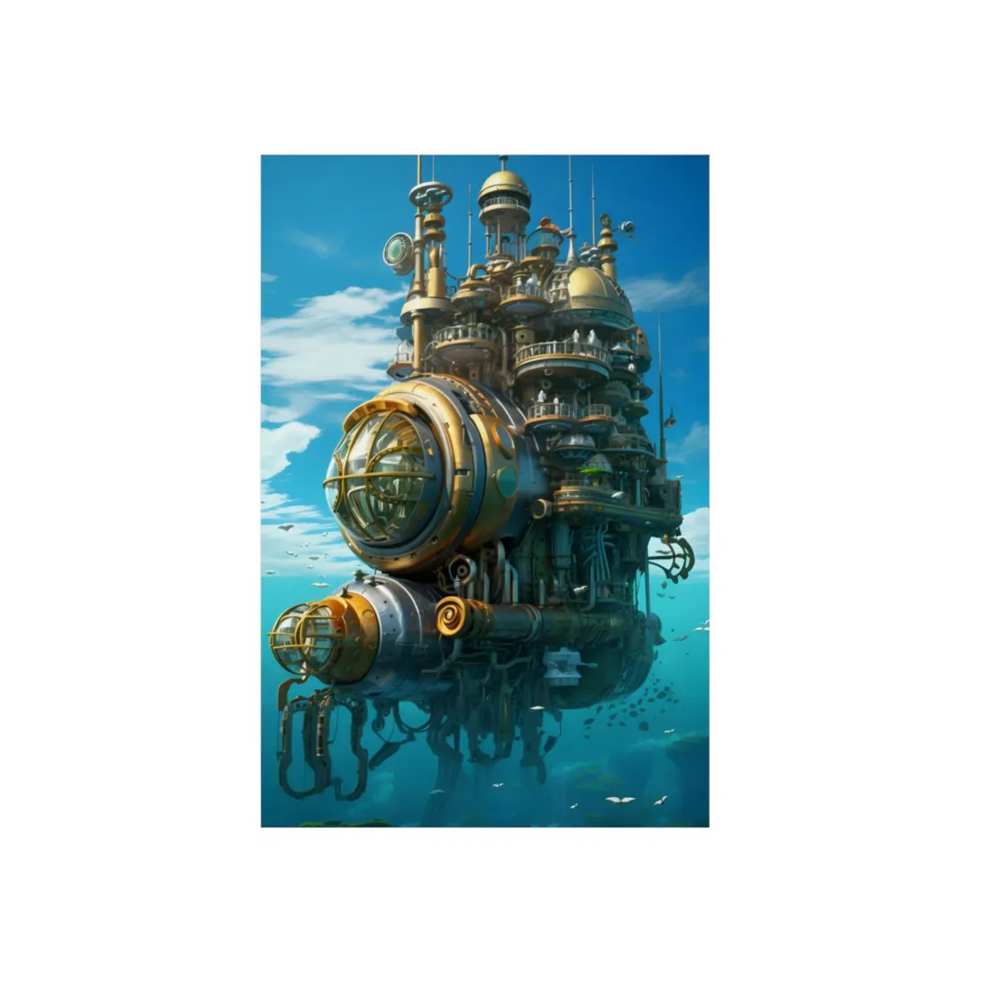 Oceanic Steampunk Adventure: A Group of Explorers - Metal Poster