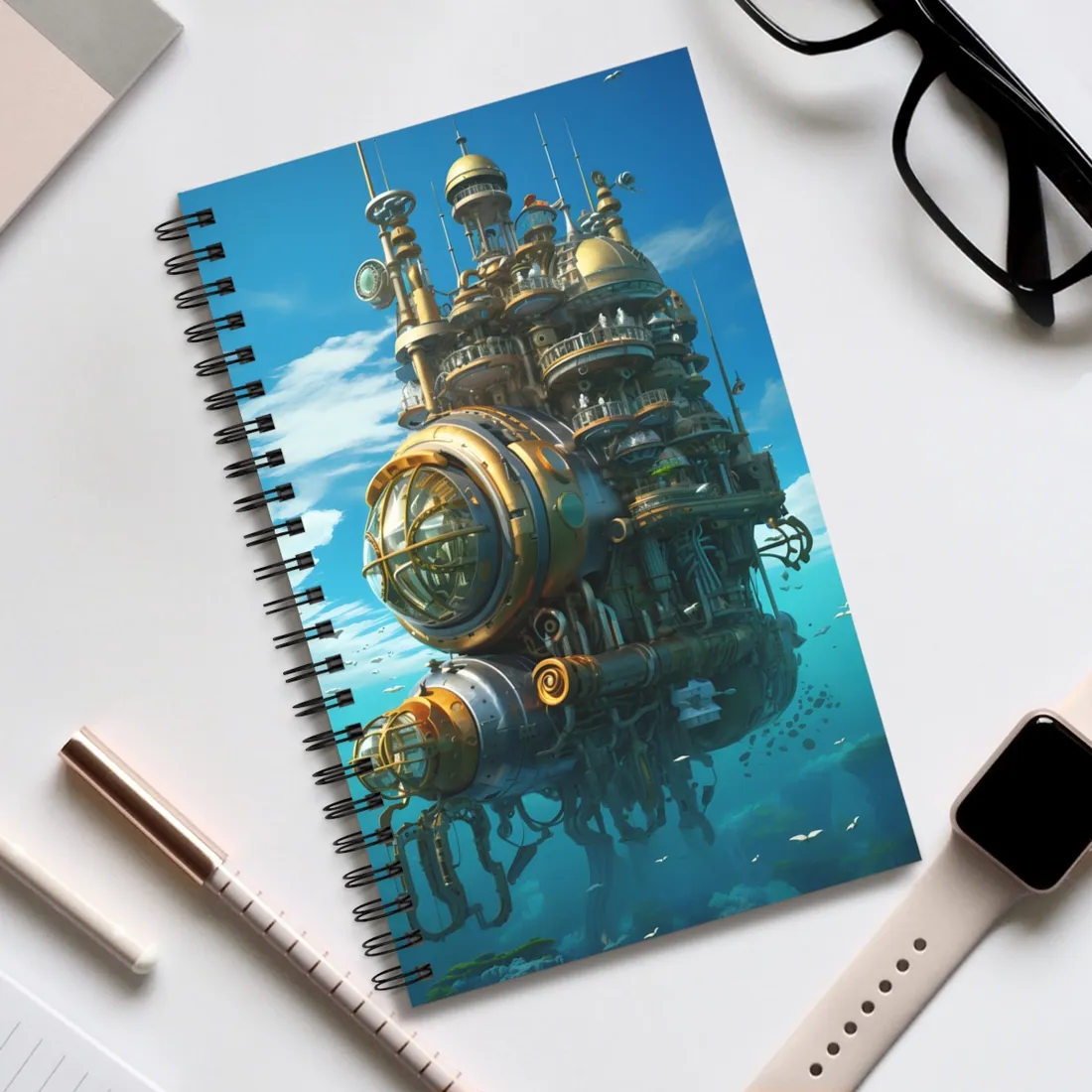 Oceanic Steampunk Adventure: A Group of Explorers - Spiral Notebook