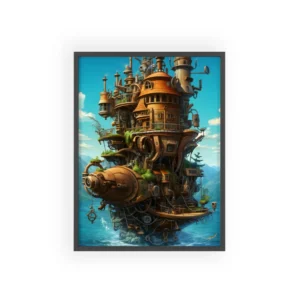 Steampunk Floating Castle Framed Poster