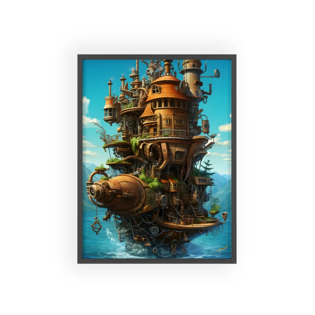 Oceanic Steampunk Treasure Dive: Underwater Adventure - Framed Poster