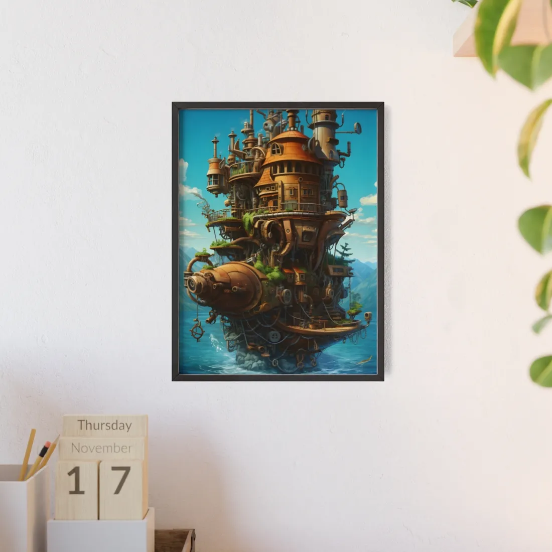 Oceanic Steampunk Treasure Dive: Underwater Adventure - Framed Poster