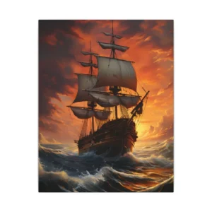 Tall Ship in Rough Waves Canvas Print