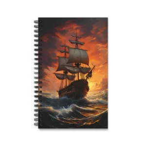 Tall Ship in Rough Waves Spiral Notebook