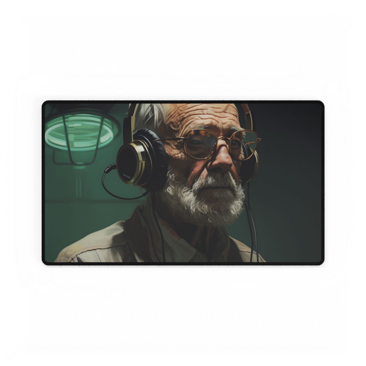 Old Man Connected: Sci-Fi Headset Experiment Digital Art - Desk Mat