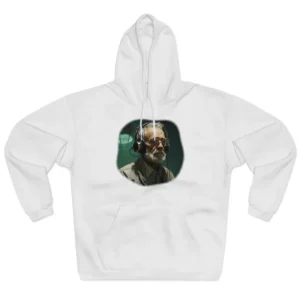 Older Man Wearing Headphones Hoodie