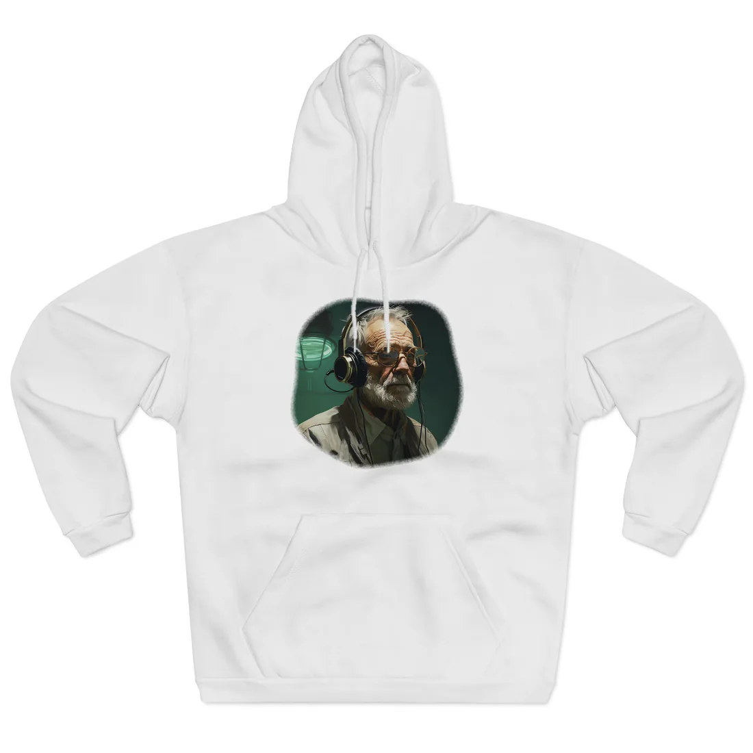 Old Man Connected: Sci-Fi Headset Experiment Digital Art - Hoodie (White)