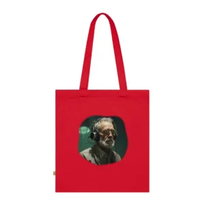 Older Man Wearing Headphones Tote Bag