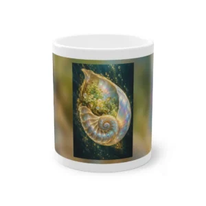 Iridescent Spiral Shell with Bubbles Mug